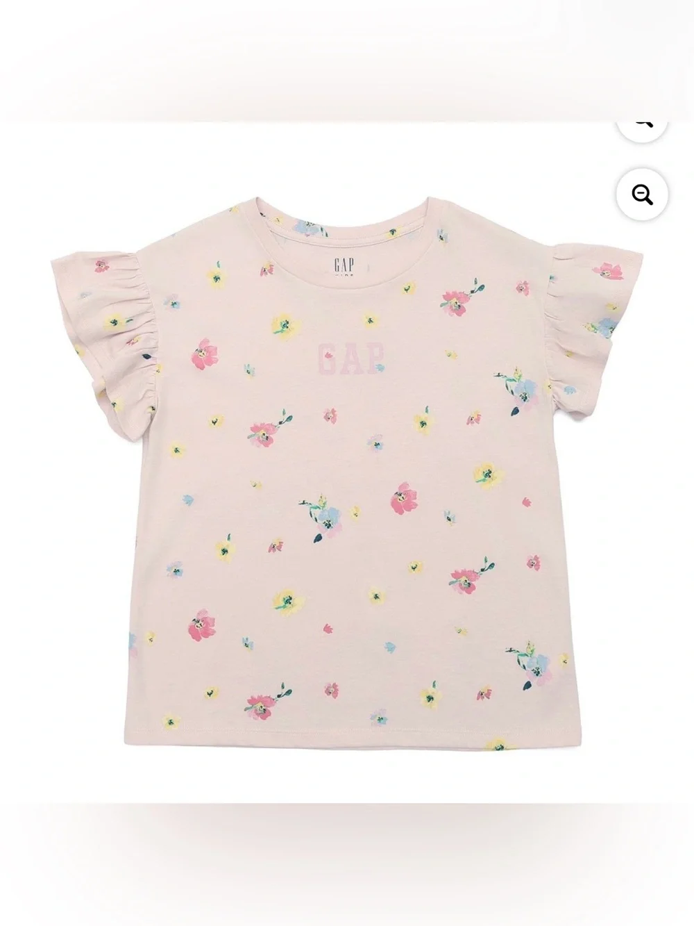 GAP Light Pink Floral Ruffle Sleeve Tee